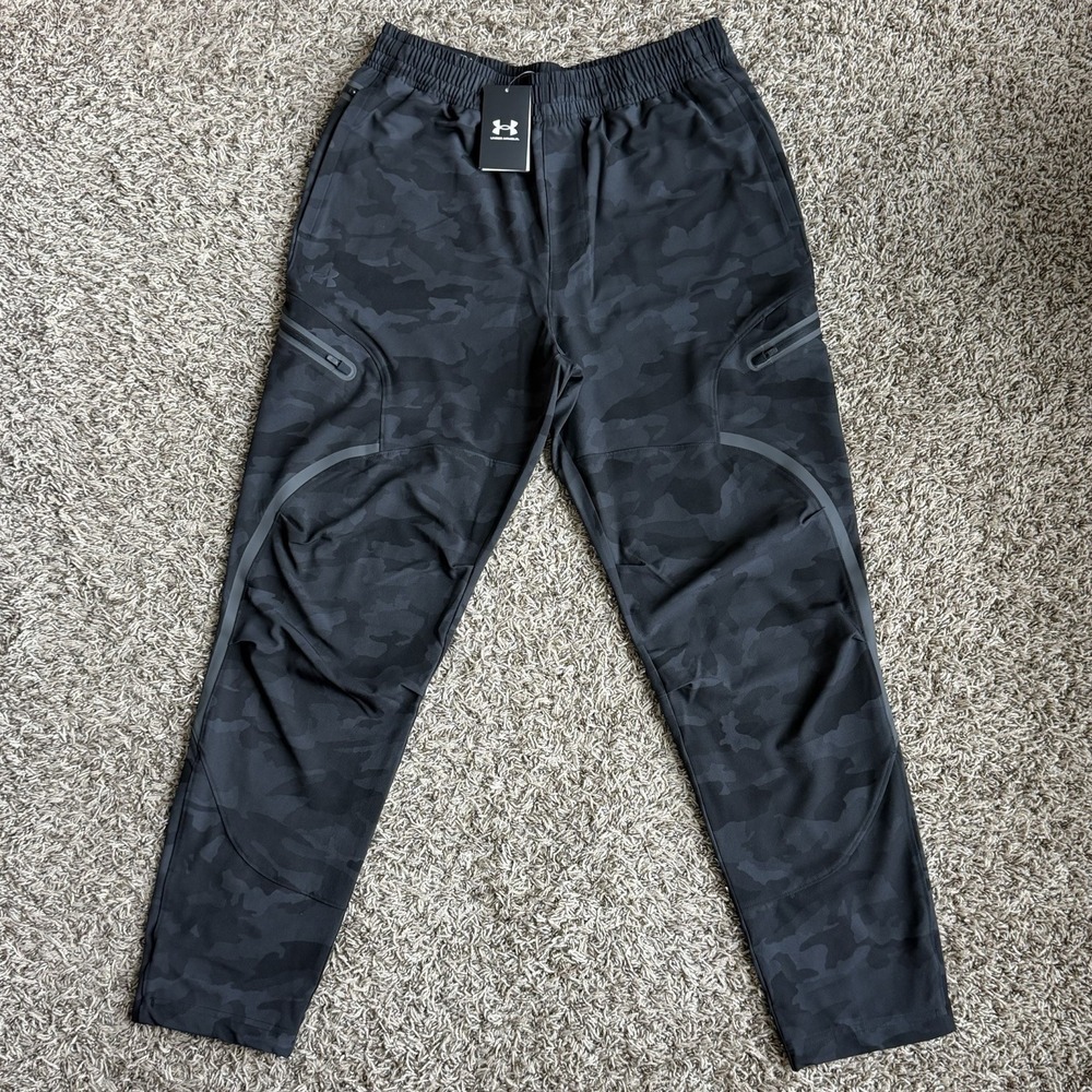 Under Armour Unstoppable Cargo Pants Joggers Mens Size Large Black Camo NEW - Picture 2 of 12